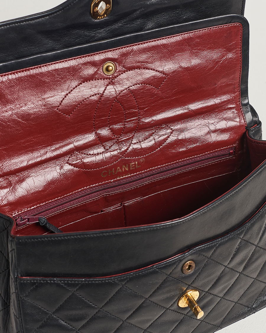 Hombres | Chanel Pre-Owned Matelasse Double Flap Bag Black | Chanel Pre-Owned | Matelasse Double Flap Bag Black