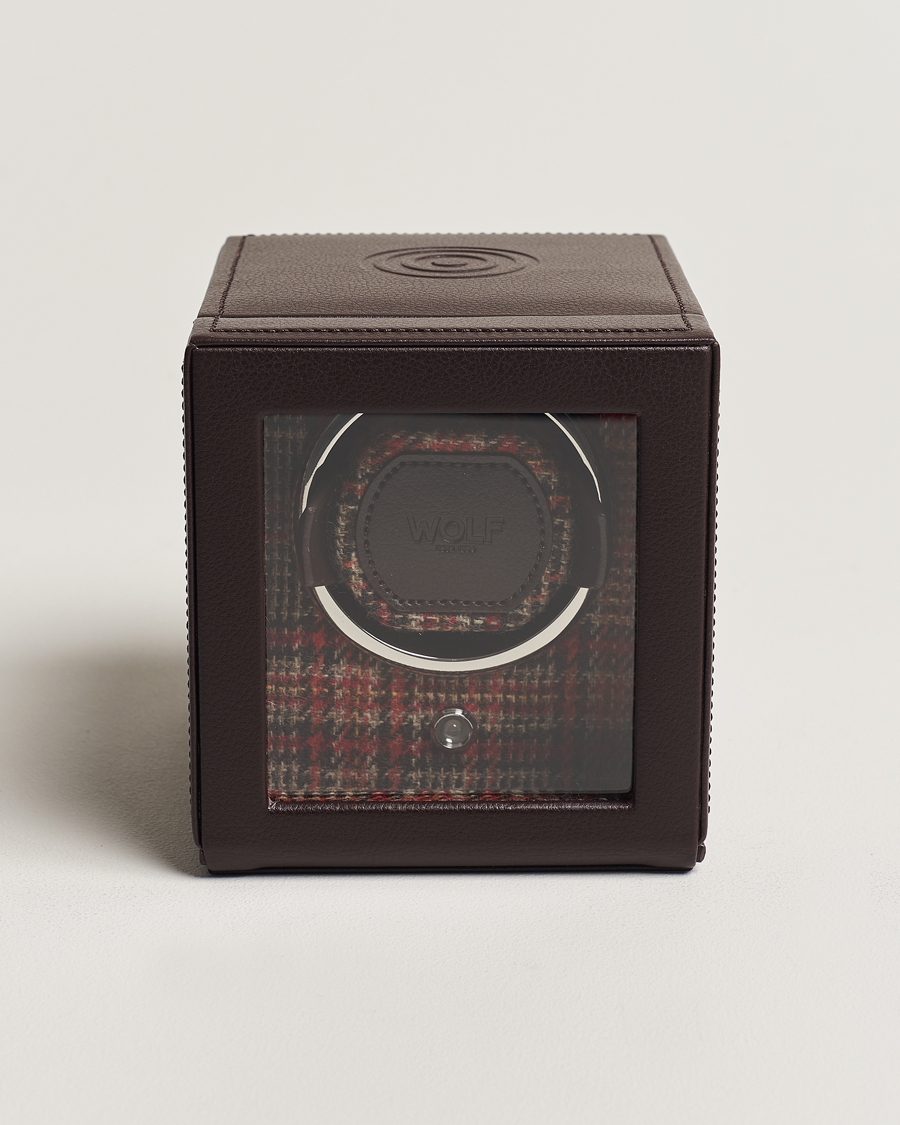 Hombres | WOLF WM Brown Single Watch Winder Tweed Brown | WOLF | WM Brown Single Watch Winder Tweed Brown