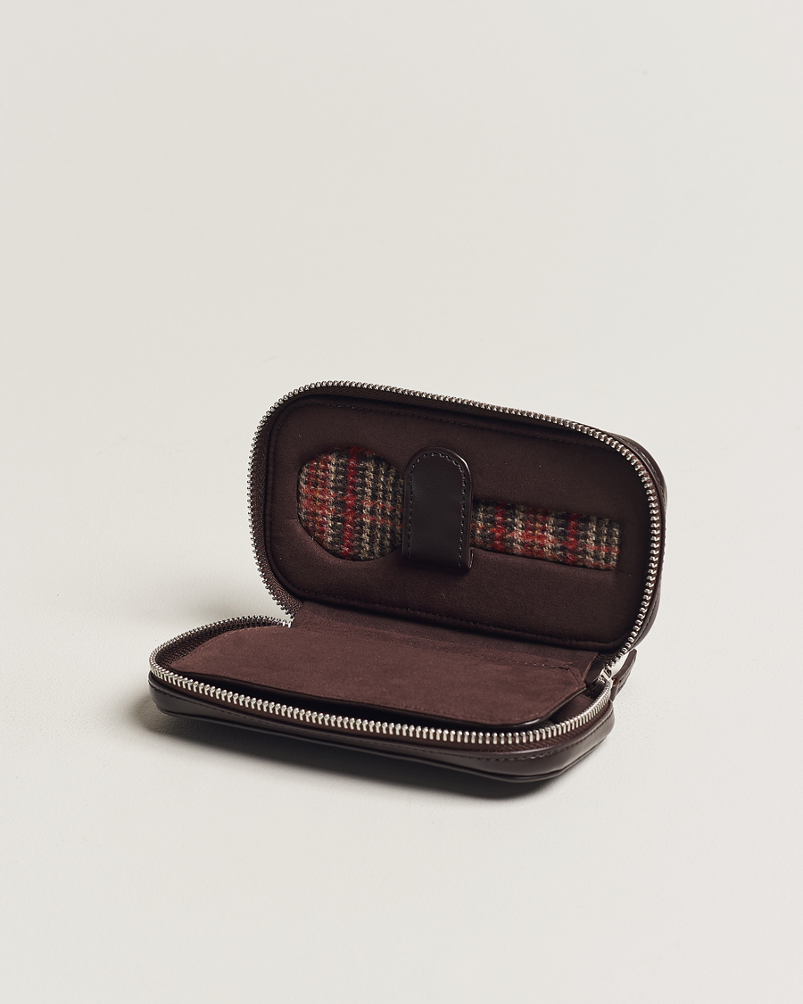 Hombres | WOLF WM Brown 2 Piece Watch Zip-Case Tweed Brown | WOLF | WM Brown 2 Piece Watch Zip-Case Tweed Brown