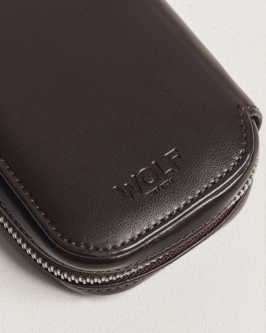 Hombres | WOLF WM Brown 2 Piece Watch Zip-Case Tweed Brown | WOLF | WM Brown 2 Piece Watch Zip-Case Tweed Brown