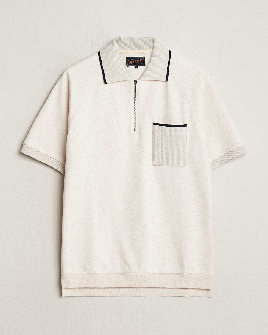 Hombres | Polos | BEAMS PLUS | Half Zip Light Fleece Polo Oatmeal