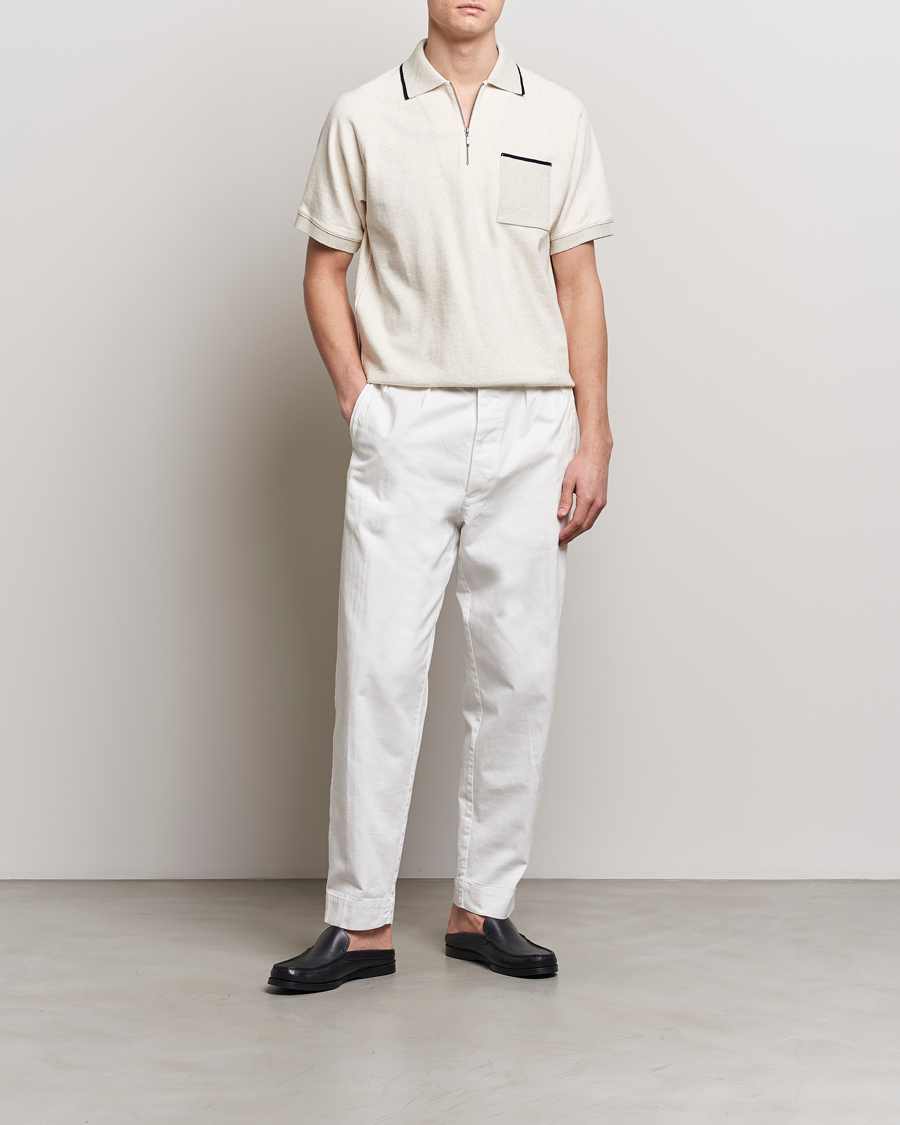 Hombres | Polos | BEAMS PLUS | Half Zip Light Fleece Polo Oatmeal