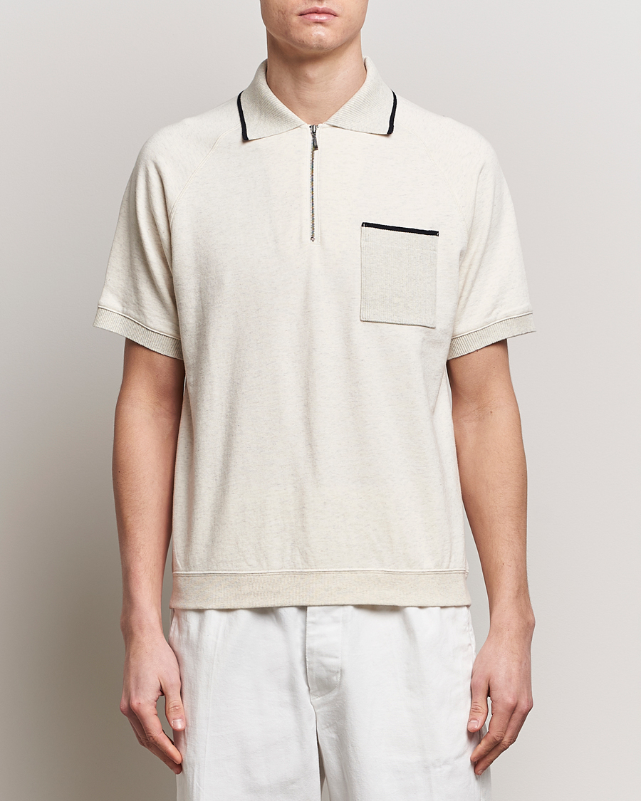 Hombres | Polos | BEAMS PLUS | Half Zip Light Fleece Polo Oatmeal