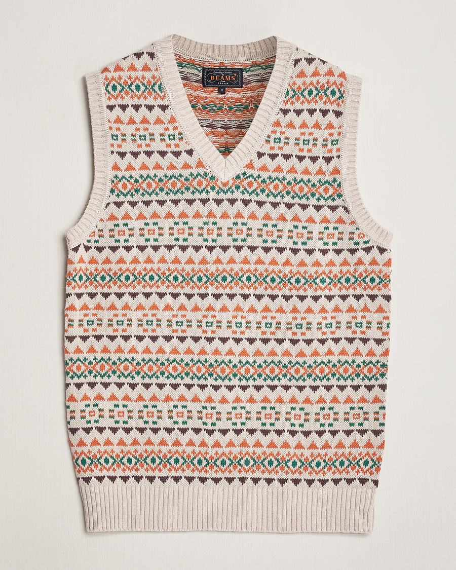 Hombres | Jerséis y prendas de punto | BEAMS PLUS | Fairisle Knit Vest Beige