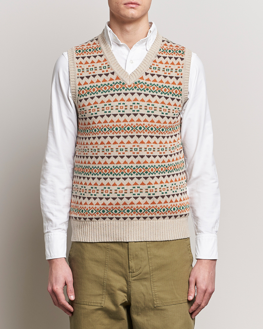 Hombres | Jerséis y prendas de punto | BEAMS PLUS | Fairisle Knit Vest Beige