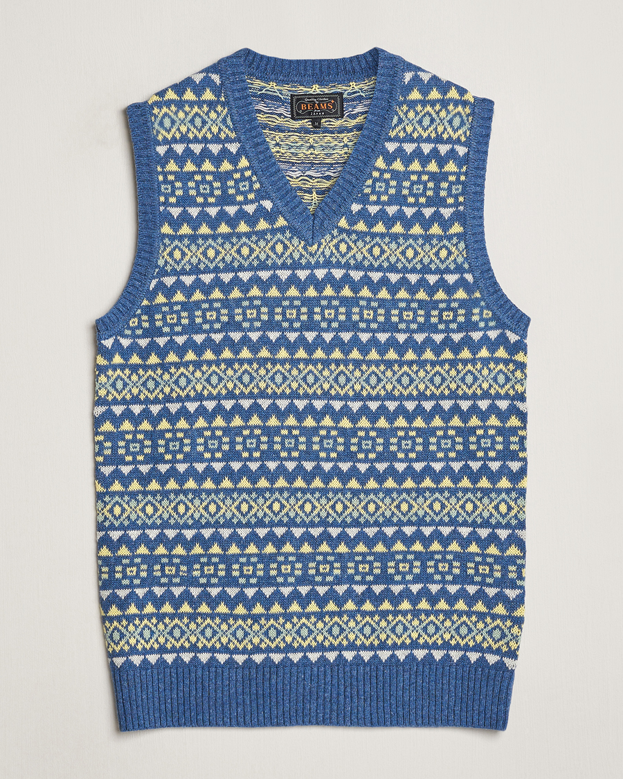Hombres | Jerséis y prendas de punto | BEAMS PLUS | Fairisle Knit Vest Blue