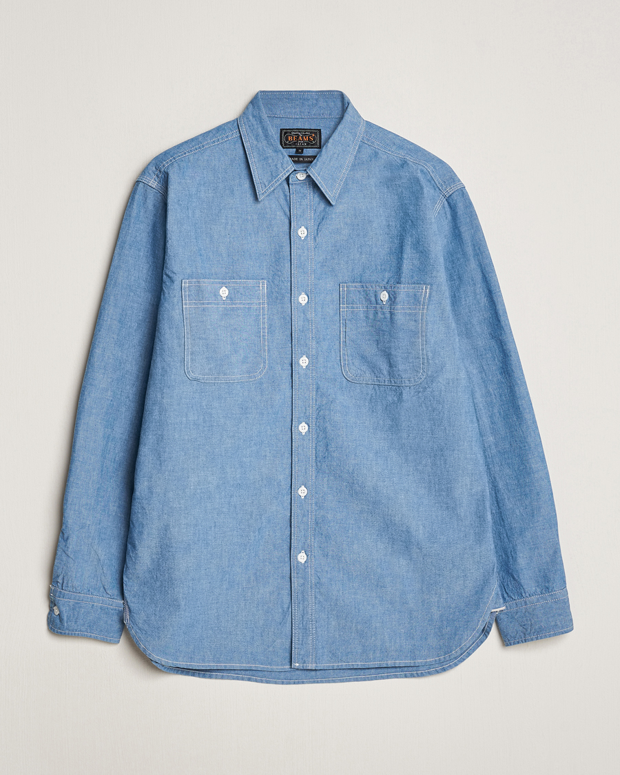 Hombres | Camisas | BEAMS PLUS | Work Chambray Overshirt Light Blue