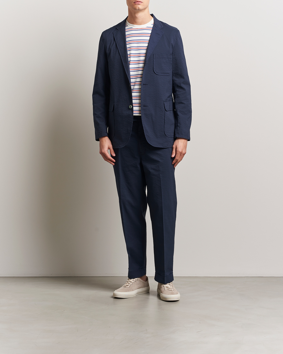 Hombres | Pantalones | BEAMS PLUS | Seersucker Ivy Trousers Navy