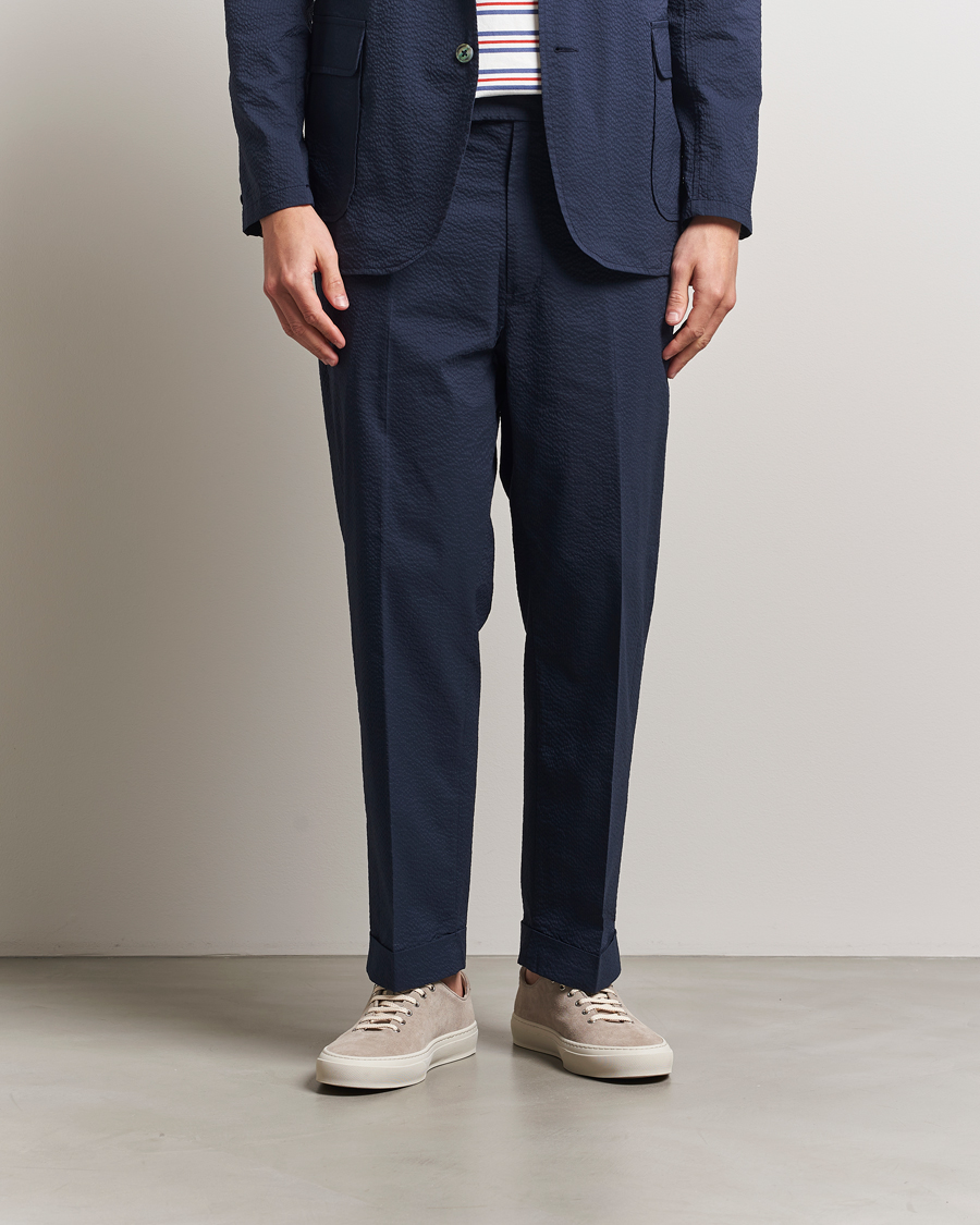 Hombres | Pantalones | BEAMS PLUS | Seersucker Ivy Trousers Navy