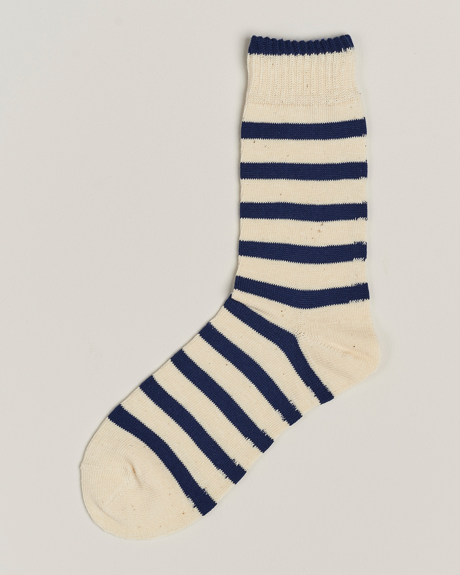 Hombres | Pañuelos de bolsillo | BEAMS PLUS | BEAMS PLUS2 Tone Stripe SocksWhite/Navy