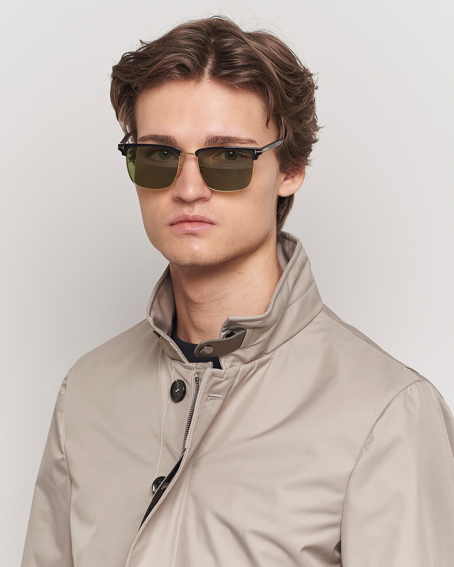 Hombres | Gafas de sol | Tom Ford | Hudson FT0997-H Metal Sunglasses Black/Green