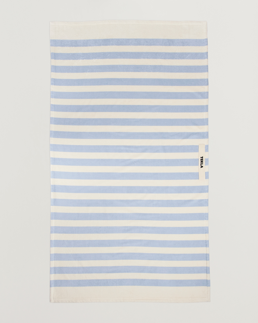 Hombres | Tekla Organic Terry Beach Towel Isle Blue Stripes | Tekla | Organic Terry Beach Towel Isle Blue Stripes