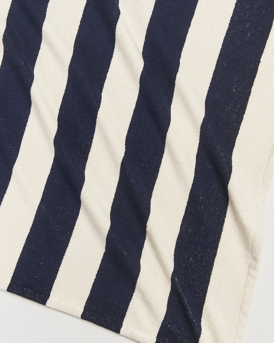 Hombres | Tekla Organic Terry Beach Towel Navy Stripes | Tekla | Organic Terry Beach Towel Navy Stripes
