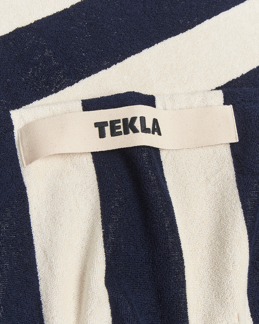 Hombres | Tekla Organic Terry Beach Towel Navy Stripes | Tekla | Organic Terry Beach Towel Navy Stripes