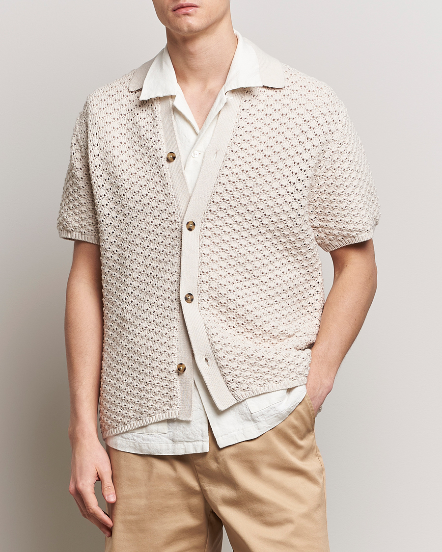 Hombres | Novedades | LES DEUX | Gideon Knitted Shirt Ivory