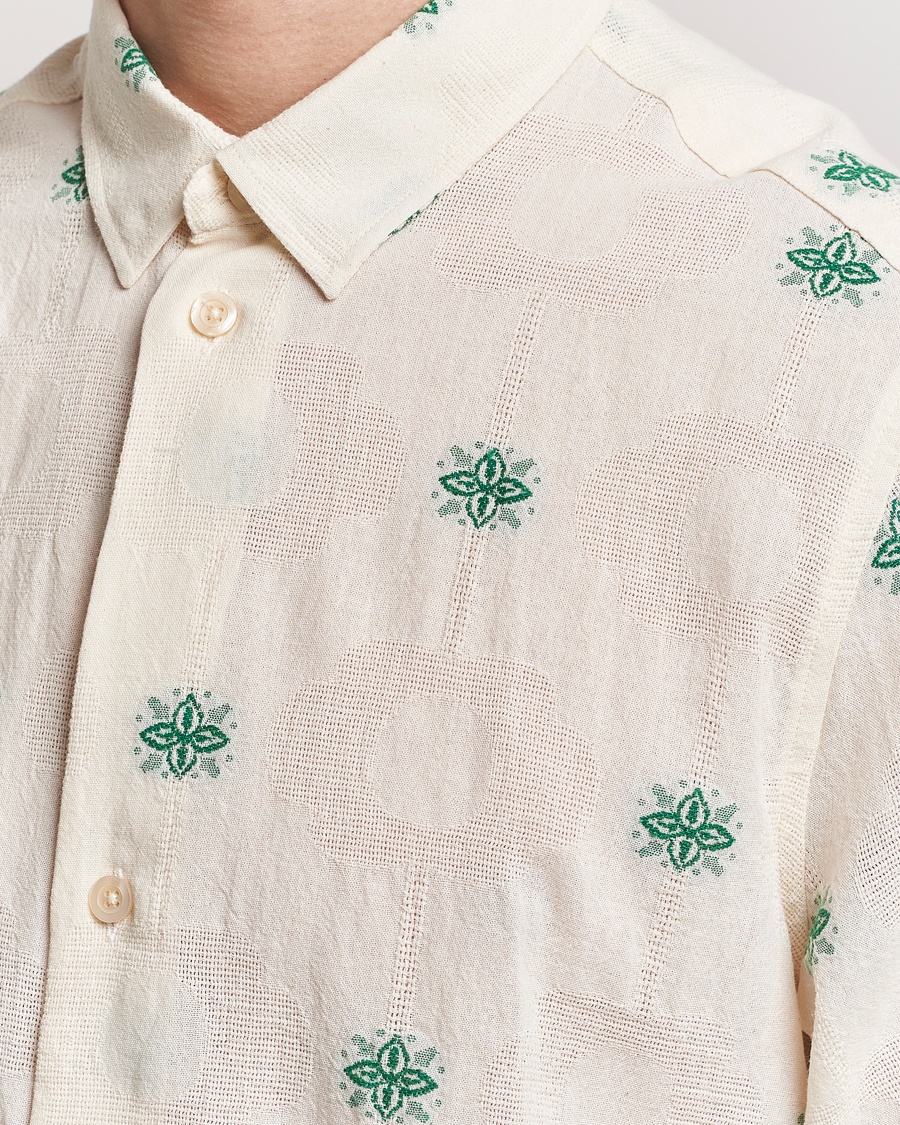 Hombres | Camisas | LES DEUX | Ira Short Sleeve Embroidery Cotton Shirt Ivory