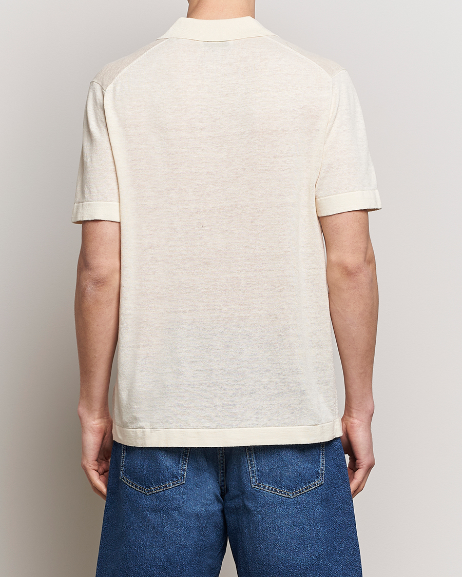 Hombres | Polos | LES DEUX | Emmanuel Linen/Cotton Polo Knit Ivory