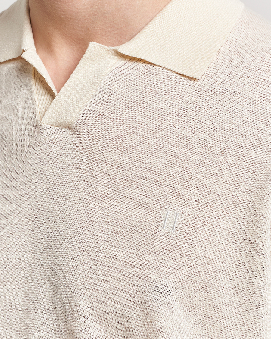 Hombres | Polos | LES DEUX | Emmanuel Linen/Cotton Polo Knit Ivory