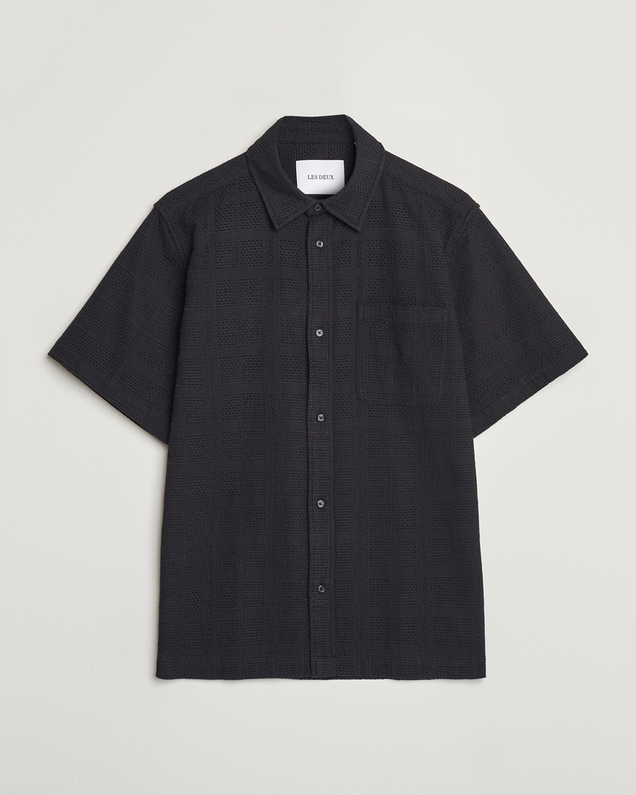 Hombres | Camisas | LES DEUX | Charlie Short Sleeve Knitted Shirt Black