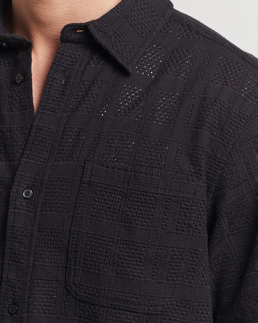 Hombres | Camisas | LES DEUX | Charlie Short Sleeve Knitted Shirt Black