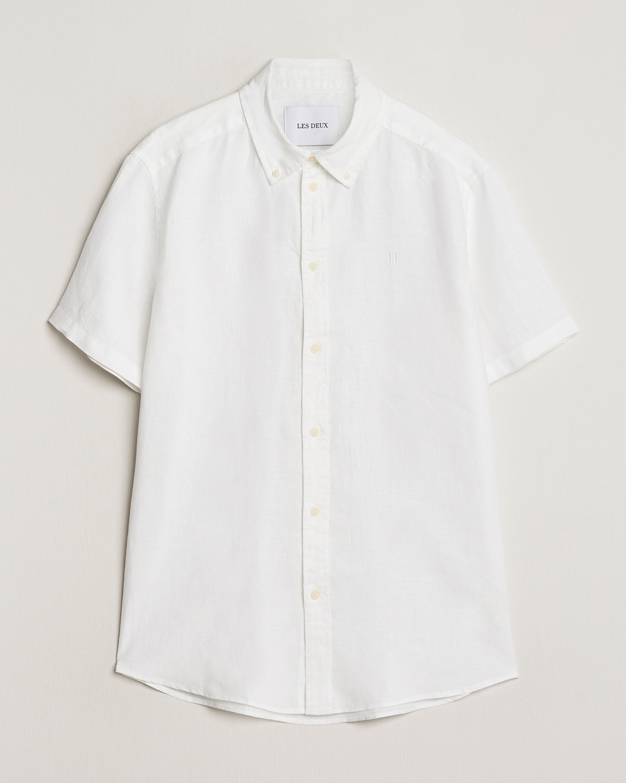 Hombres | Camisas | LES DEUX | Kris Short Sleeve Linen Shirt White