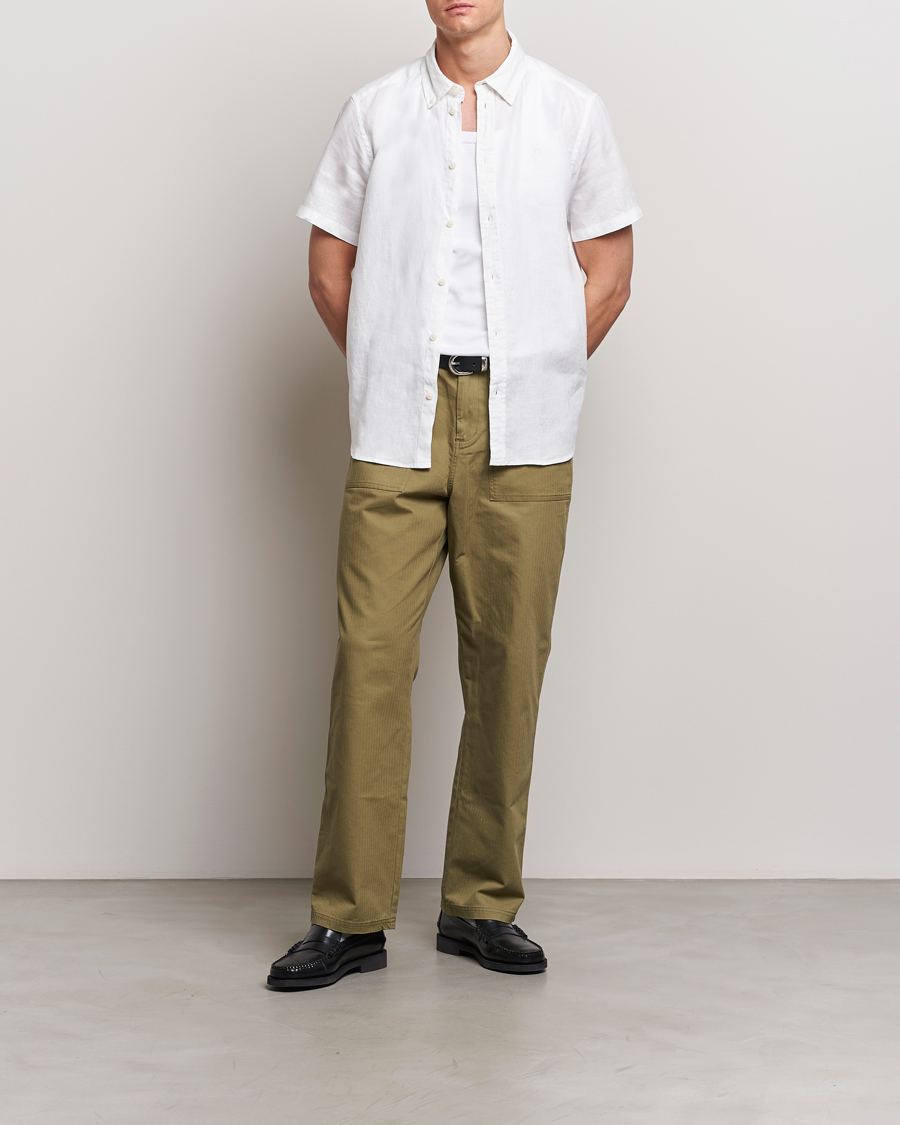 Hombres | Camisas | LES DEUX | Kris Short Sleeve Linen Shirt White