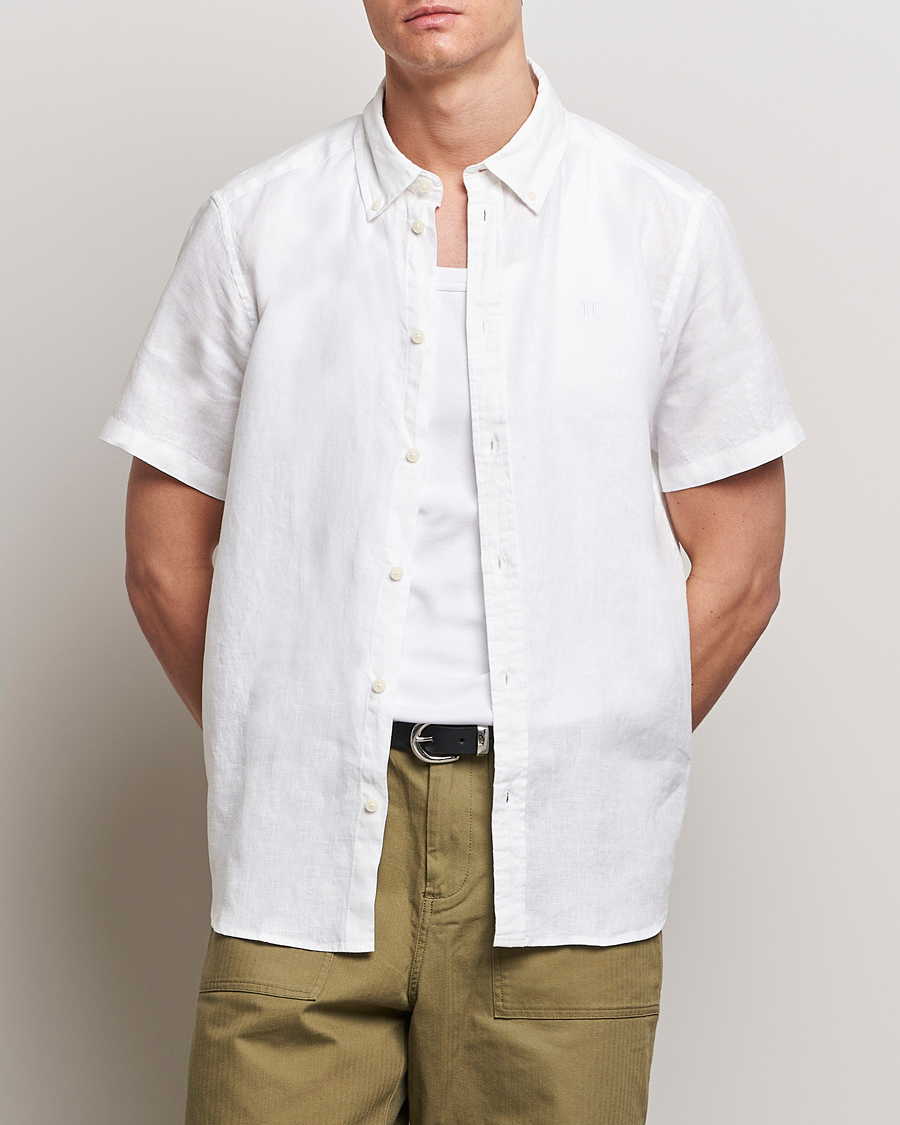 Hombres | Nuevas imágenes de productos | LES DEUX | Kris Short Sleeve Linen Shirt White
