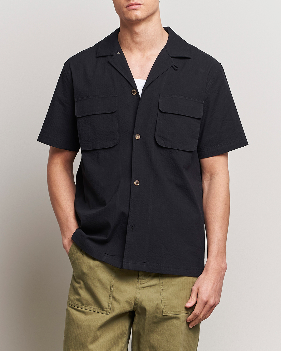 Hombres | Camisas | LES DEUX | Osmund Seersucker Shirt Black
