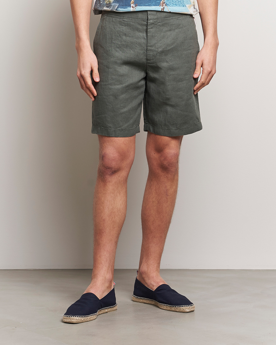 Hombres | Pantalones cortos de lino | Orlebar Brown | Norwich Linen Shorts Light Kombu