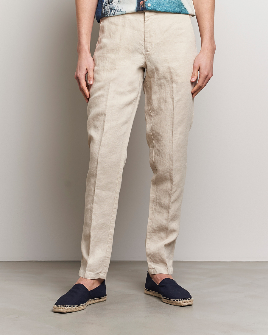 Hombres | Pantalones de lino | Orlebar Brown | Griffon Linen Trousers Chai