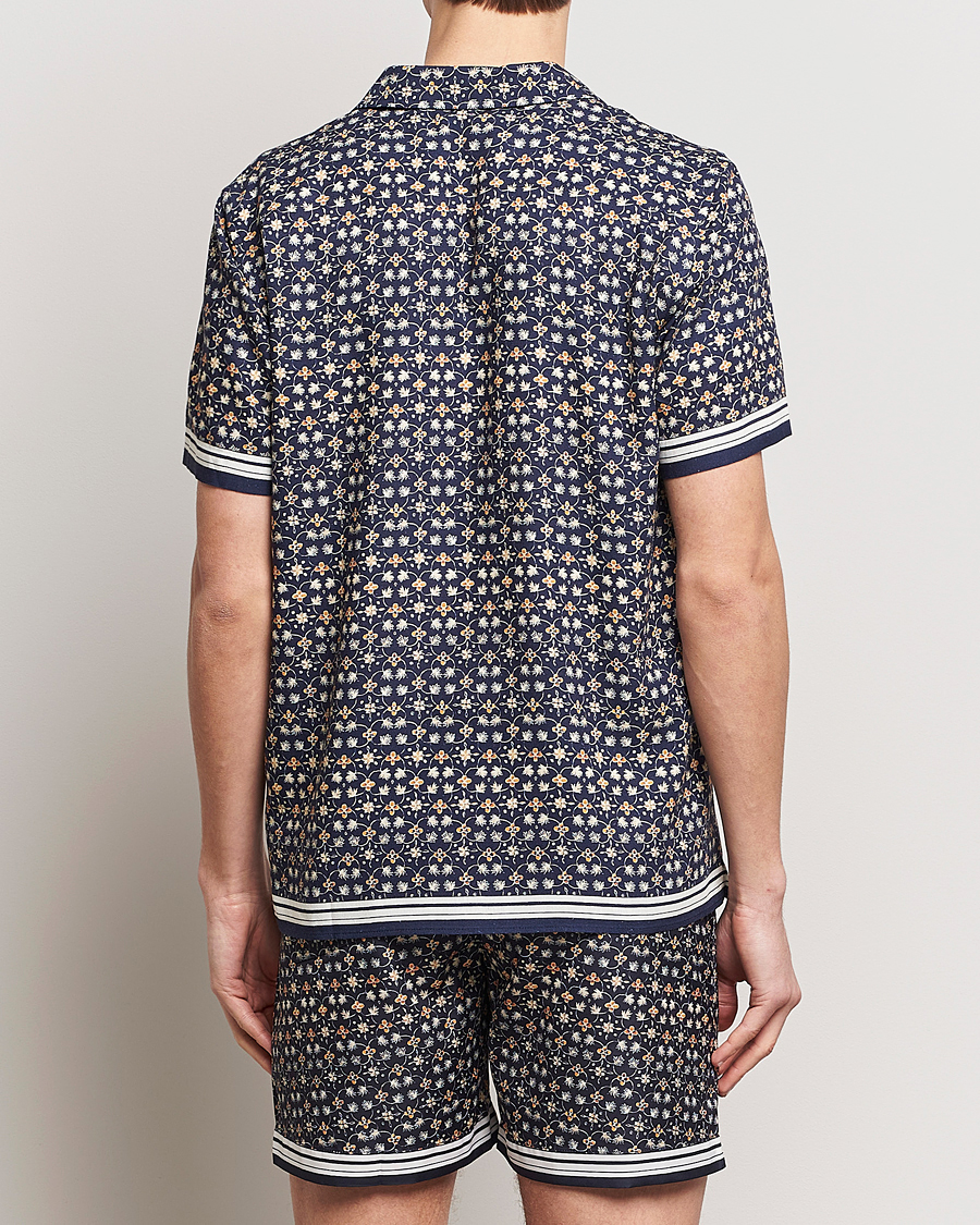 Hombres | Camisas | Orlebar Brown | Hibbert Fiore Viscose/Linen Printed Shirt Night Iris