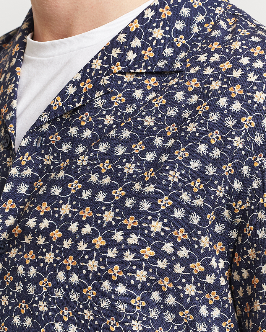Hombres | Camisas | Orlebar Brown | Hibbert Fiore Viscose/Linen Printed Shirt Night Iris