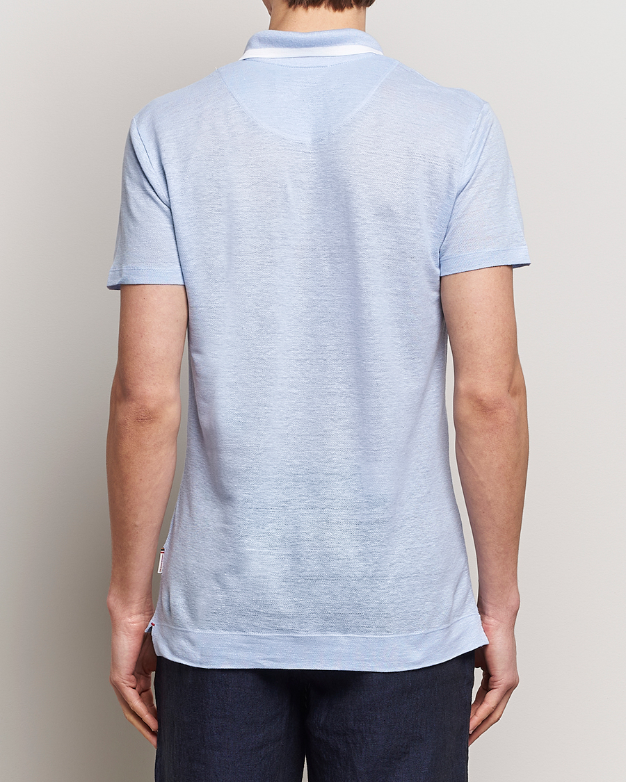 Hombres | Polos | Orlebar Brown | Felix Linen Pique Polo Soft Blue