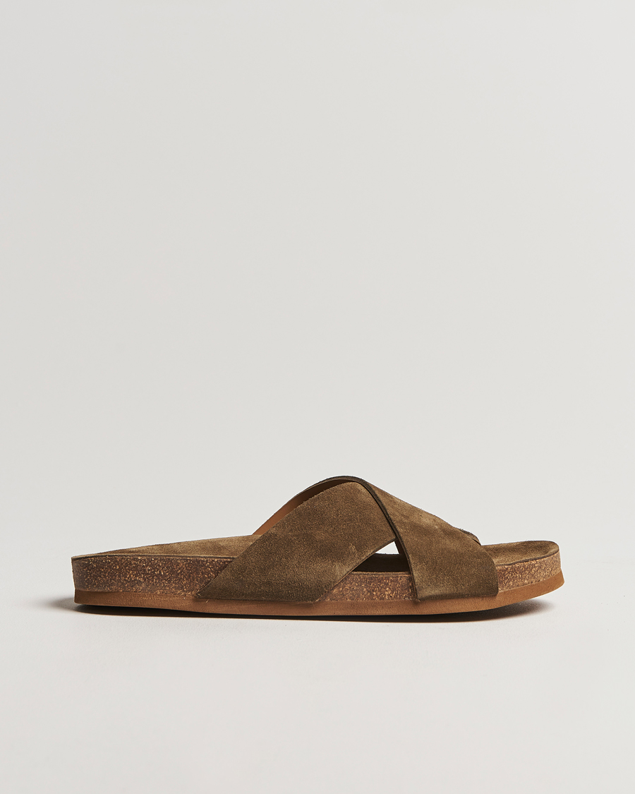 Hombres | Sandalias y chanclas | Myrqvist | Solvik Sandals Moss Green Suede