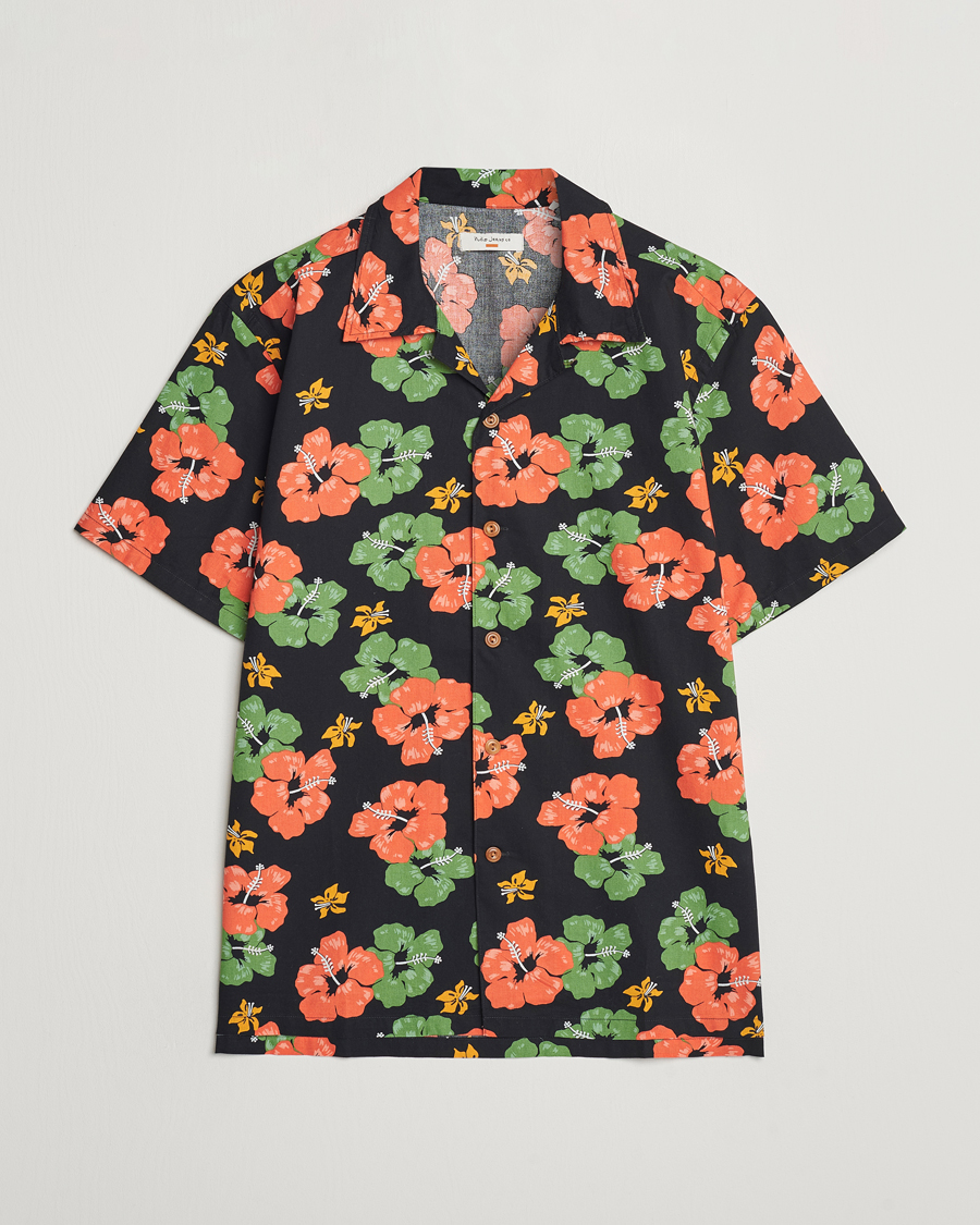 Hombres | Camisas | Nudie Jeans | Arvid Flower Hawaii Shirt Black