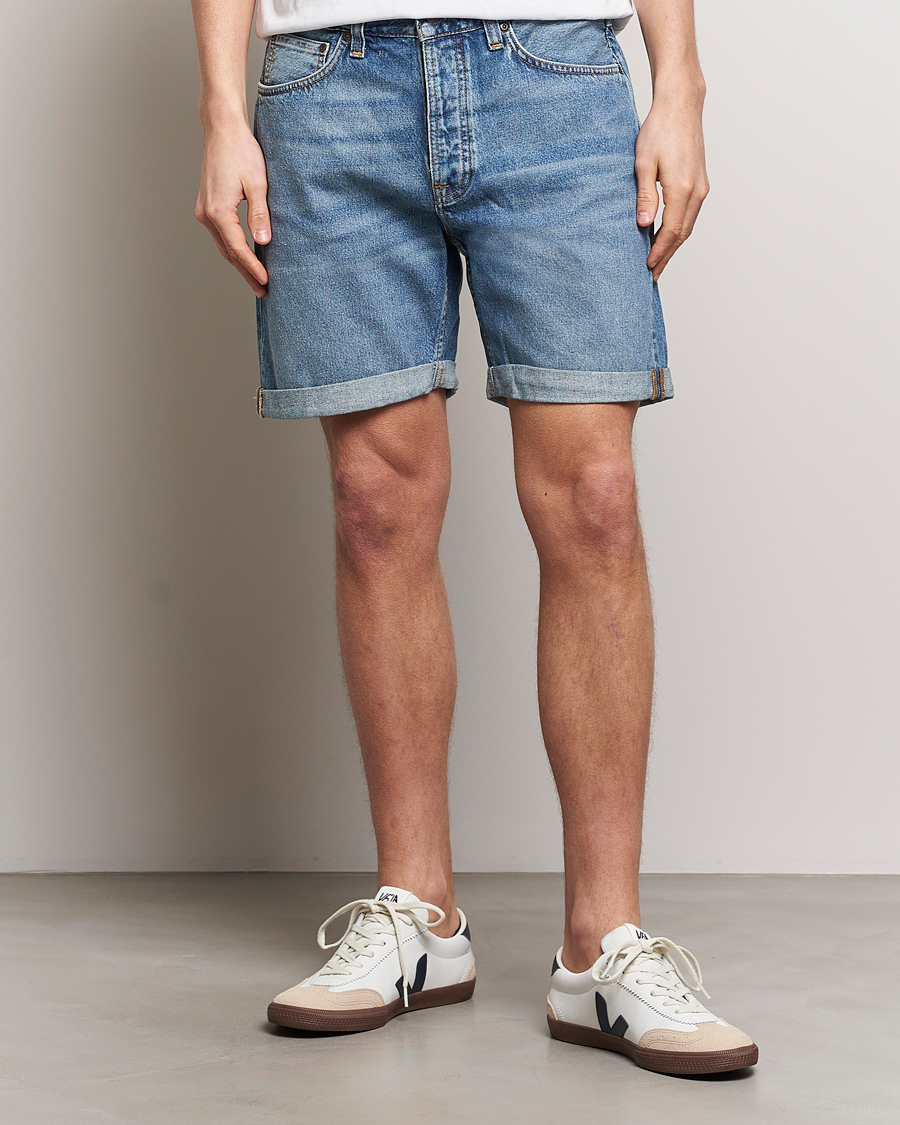 Hombres | Pantalones cortos vaqueros | Nudie Jeans | Josh Denim Shorts Blue Haze