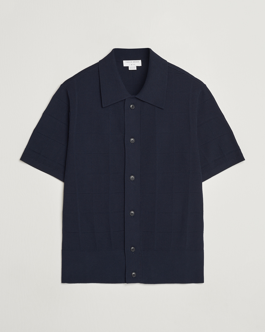 Hombres | Polos | Tiger of Sweden | Araawen Short Sleeve Knitted Polo Light Ink