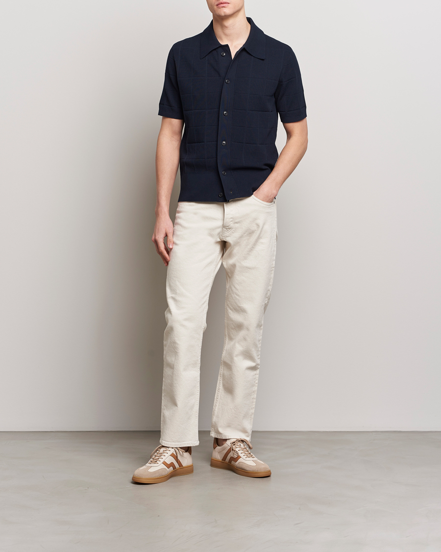 Hombres | Polos | Tiger of Sweden | Araawen Short Sleeve Knitted Polo Light Ink