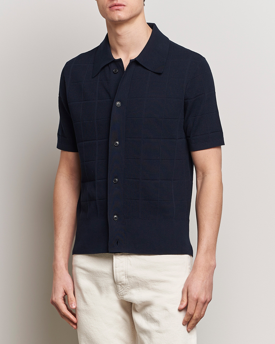 Hombres | Business & Beyond | Tiger of Sweden | Araawen Short Sleeve Knitted Polo Light Ink