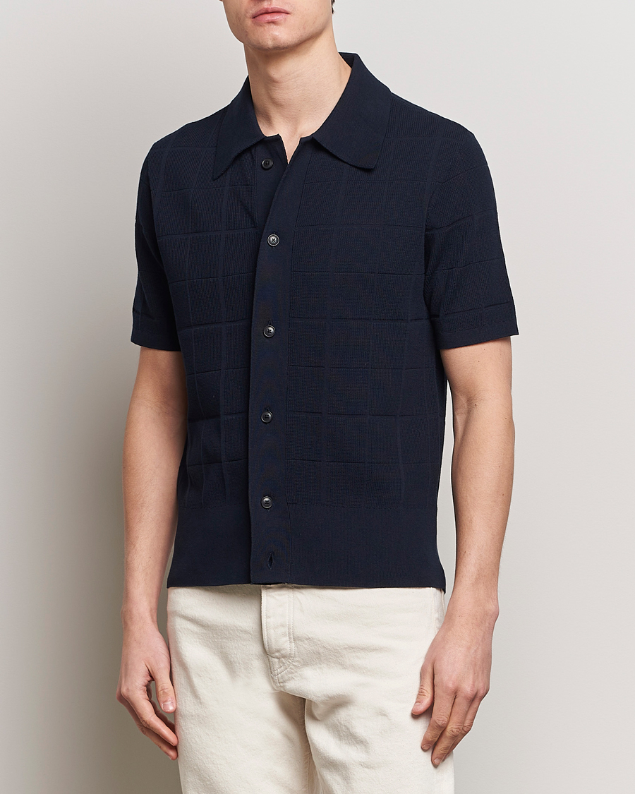 Hombres | Polos | Tiger of Sweden | Araawen Short Sleeve Knitted Polo Light Ink
