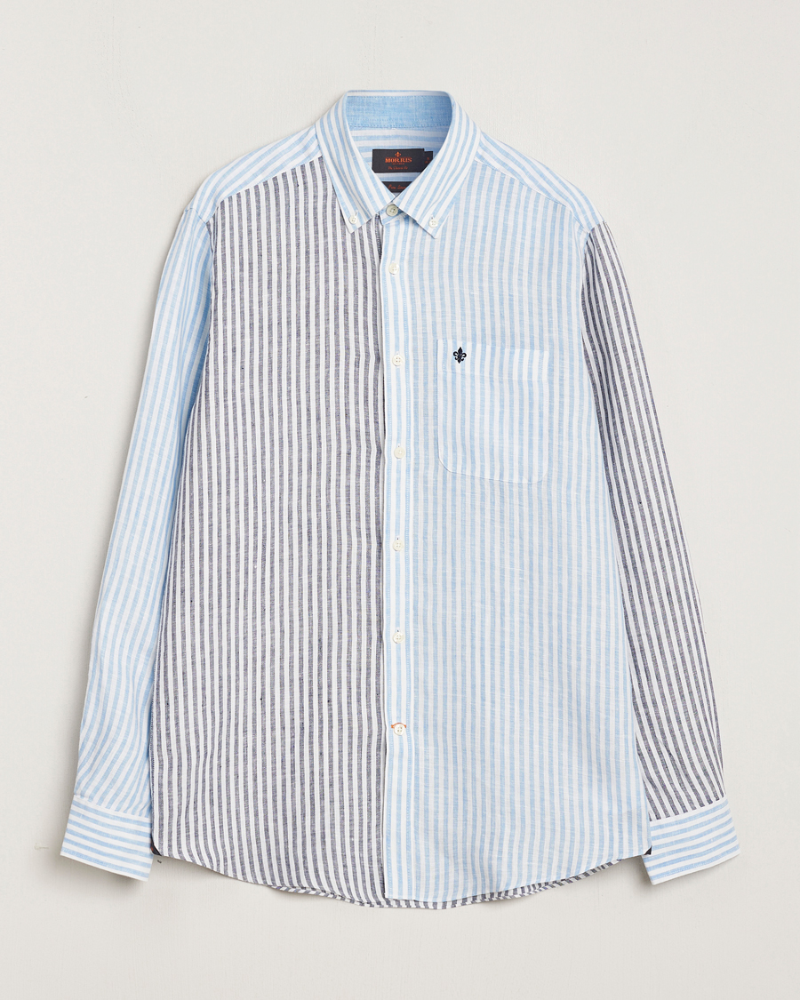 Hombres | Camisas | Morris | Douglas Linen Mix Shirt Blue