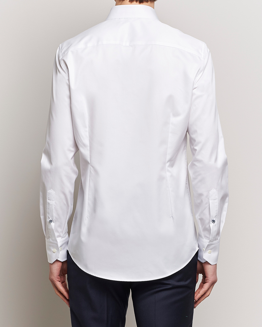 Hombres | Camisas | Stenströms | Slimline Cotton Twill Cut Away Shirt White