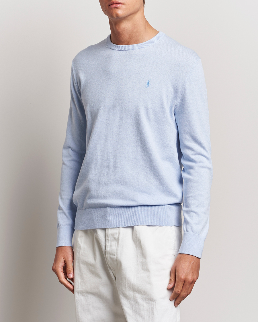 Hombres |  | Polo Ralph Lauren | Cotton/Cashmere Crew Neck Pullover Oxford Blue