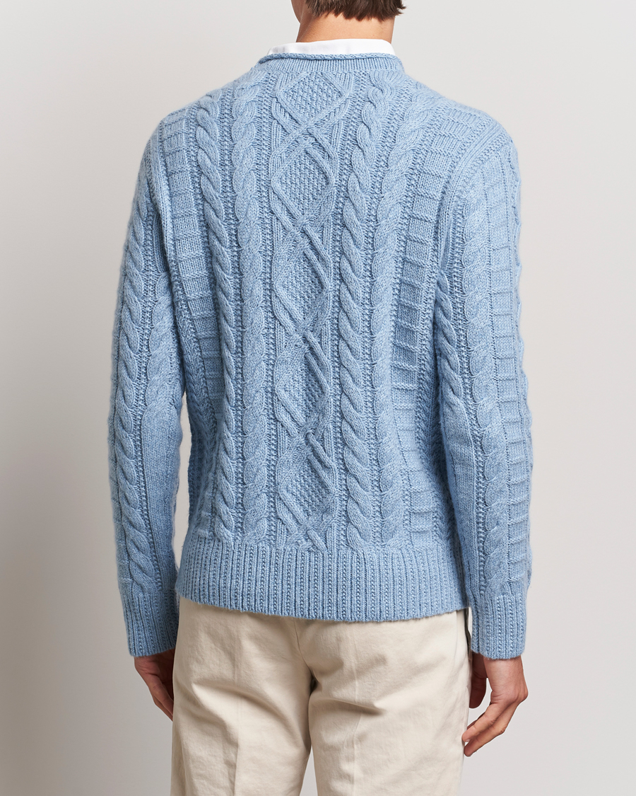 Hombres | Jerséis y prendas de punto | Polo Ralph Lauren | Cotton Aran Knitted Sweater Light Chambray Heather