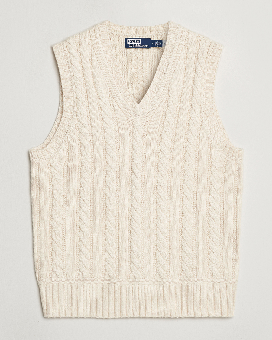 Hombres | Jerséis y prendas de punto | Polo Ralph Lauren | Cotton Aran Knitted Vest Cream
