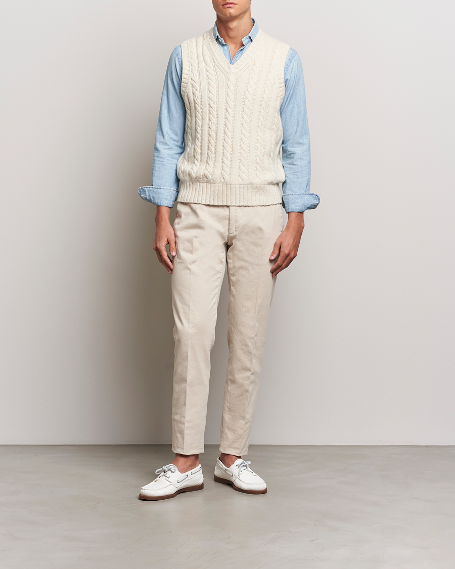 Hombres | Jerséis y prendas de punto | Polo Ralph Lauren | Cotton Aran Knitted Vest Cream