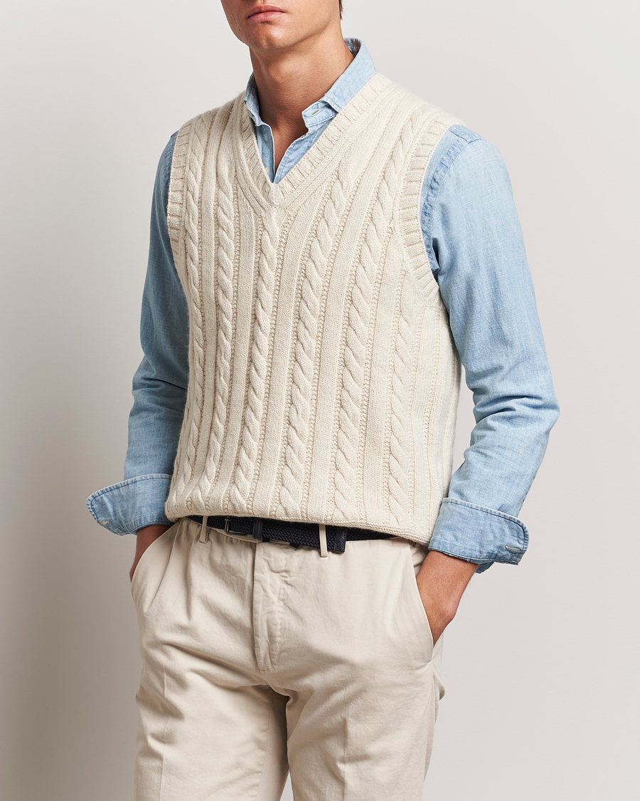 Hombres |  | Polo Ralph Lauren | Cotton Aran Knitted Vest Cream