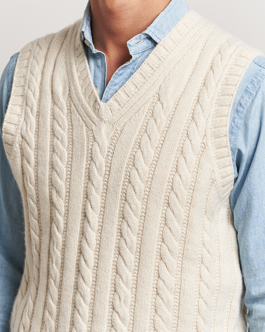 Hombres | Jerséis y prendas de punto | Polo Ralph Lauren | Cotton Aran Knitted Vest Cream