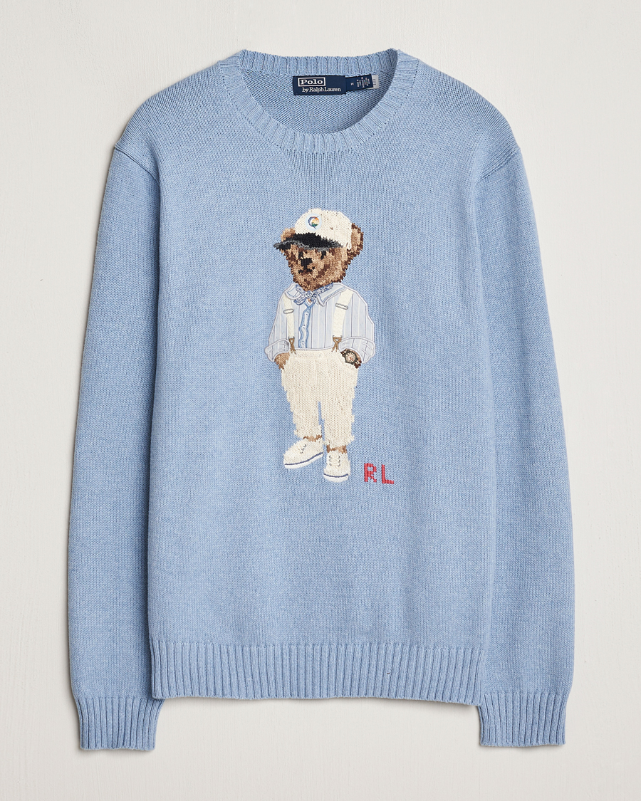 Hombres | Jerséis y prendas de punto | Polo Ralph Lauren | Knitted Hemingway Bear Sweater Driftwood Blue