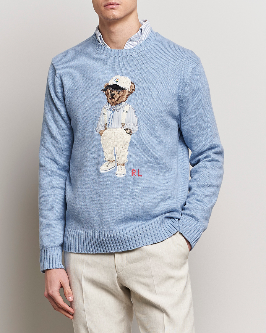 Hombres | Jerséis y prendas de punto | Polo Ralph Lauren | Knitted Hemingway Bear Sweater Driftwood Blue